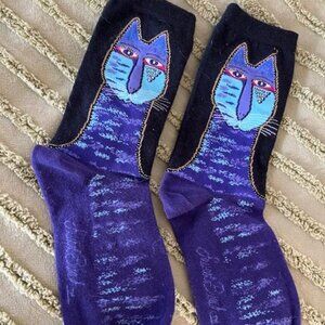 Laurel Burch Cat Socks Purple NWOT